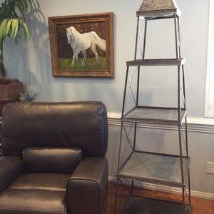 Industrial Rustic Galvanized Metal Obelisk Etagere - Free Las Vegas Delivery